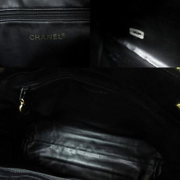 Chanel Caviar Skin Chain Tote Bag Triple Coco Mark Black Gold Hardware - Picture 4 of 4